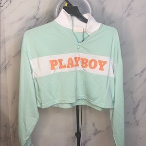 Playboy x Missguided Mint Cropped Sweatshirt